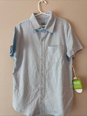 Light Blue Short-Sleeve Button-Down Shirt for Kids